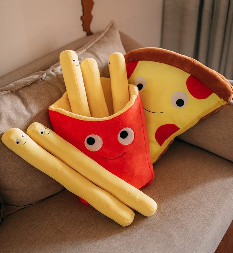 French Fry and Pizza Stuffed Throw Pillows